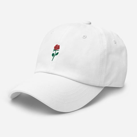 Rose-Embroidered-Dad-Hat-White-Left-Front-View