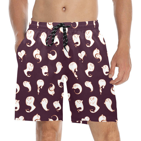 Retro-Ghost-Mens-Swim-Trunks-Midnight-Purple-Model-Front-View