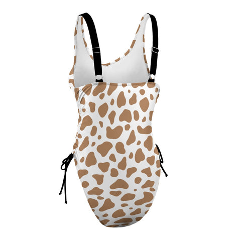 100%-Grass-Fed-Women's-One-Piece-Swimsuit-Brown-Product-Side-View