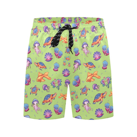 Sea-Life-Mens-Swim-Trunks-Lime-Green-Front-View