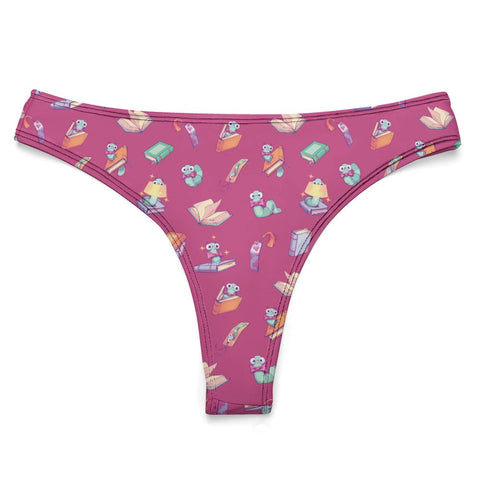Book-Worm-Women's-Thong-Magenta-Product-Front-View