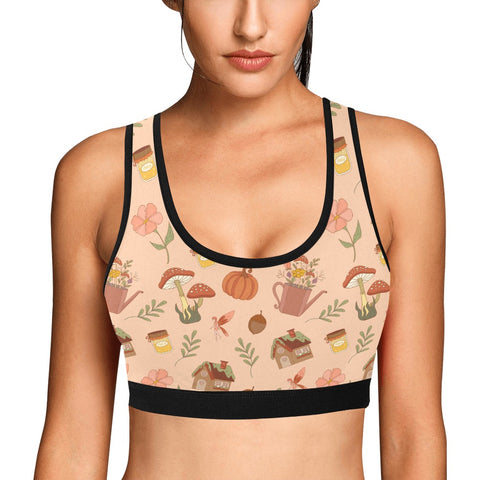 Cottage-Core-Womens-Bralette-Peach-Model-Front-View