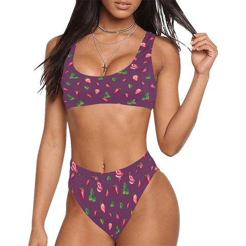 Strawberry-Womens-Bikini-Set-Plum-Model-Front-View