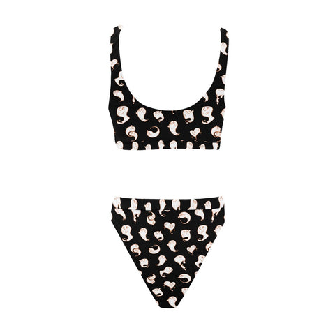 Retro-Ghost-Womens-Bikini-Set-Black-Back-View