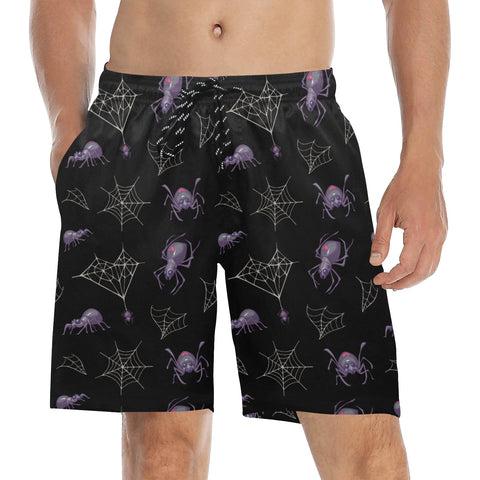 Black-Widow-Men's-Swim-Trunks-Black-Model-Fornt-View