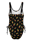 Pineapple-Women's-One-Piece-Swimsuit-Black-Product-Back-View