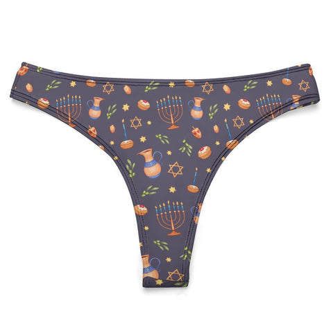 Hanukkah-Women's-Thong-Charcoal-Product-Front-View