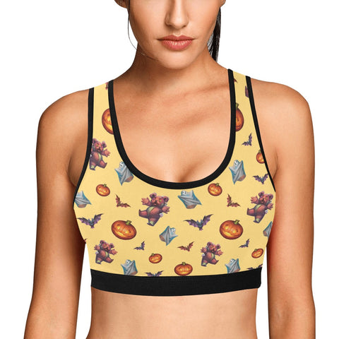 Halloween-Womens-Bralette-Yellow-Model-Front-View