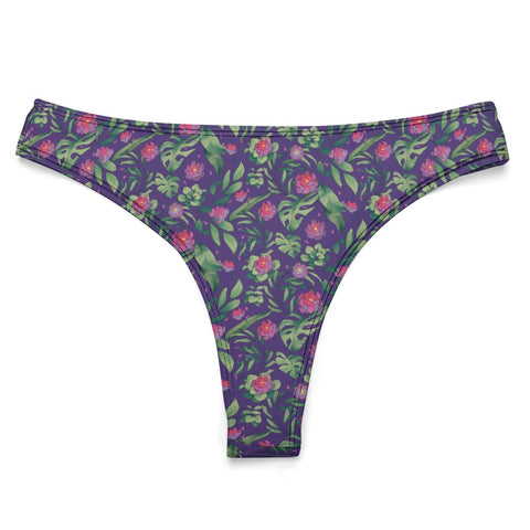 Jungle-Flower-Womens-Thong-Purple-Pink-Product-Front-View