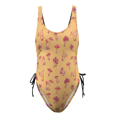 Mushroom-Womens-One-Piece-Swimsuit-Yellow-Product-Front-View