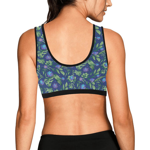 Jungle-Flower-Womens-Bralette-Blue-Purple-Model-Back-View