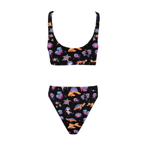 Sea-Life-Womens-Bikini-Set-Black-Back-View