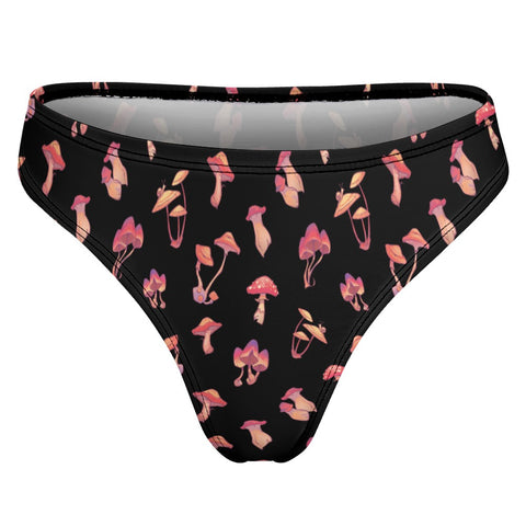 Mushroom-Women's-Thong-Black-Product-Back-View