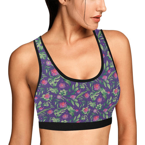 Jungle-Flower-Womens-Bralette-Purple-Pink-Model-Side-View