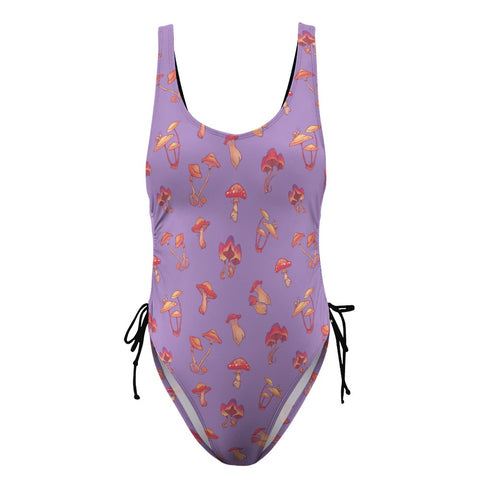 Mushroom-Womens-One-Piece-Swimsuit-Light-Purple-Product-Front-View
