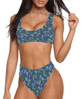 Jungle-Flower-Womens-Bikini-Set-Blue-Purple-Model-Front-View