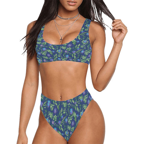 Jungle-Flower-Womens-Bikini-Set-Blue-Purple-Model-Front-View