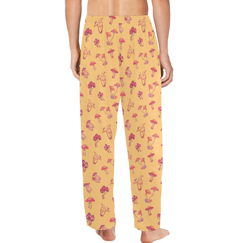 Mushroom-Mens-Pajama-Yellow-Model-Back-View