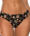Cottage-Core-Womens-Thong-Black-Model-Front-View