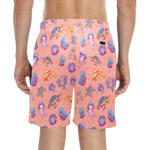 Sea-Life-Mens-Swim-Trunks-Coral-Model-Back-View