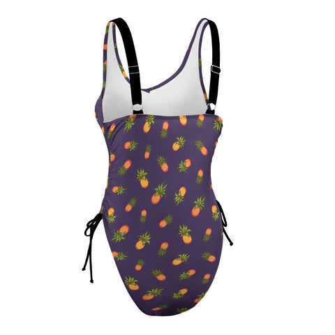 Pineapple-Women's-One-Piece-Swimsuit-Purple-Product-Side-View