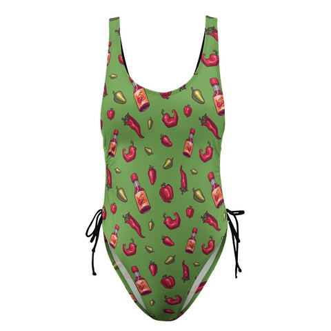 Spicy-Womens-One-Piece-Swimsuit-Light-Green-Product-Front-View