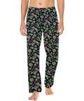 Jungle-Flower-Mens-Pajama-Black-Pink-Model-Front-View