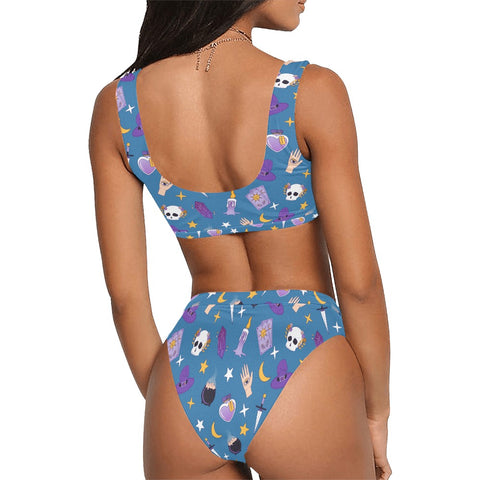 Witch-Core-Womens-Bikini-Set-Blue-Model-Back-View