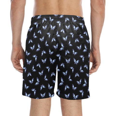 Butterfly-Men's-Swim-Trunks-Black-Model-Back-View