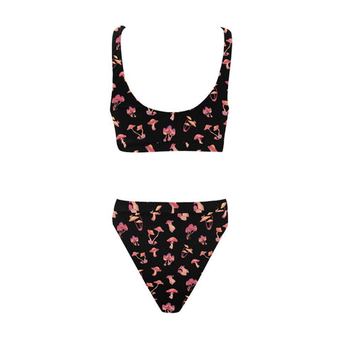 Mushroom-Womens-Bikini-Set-Black-Back-View