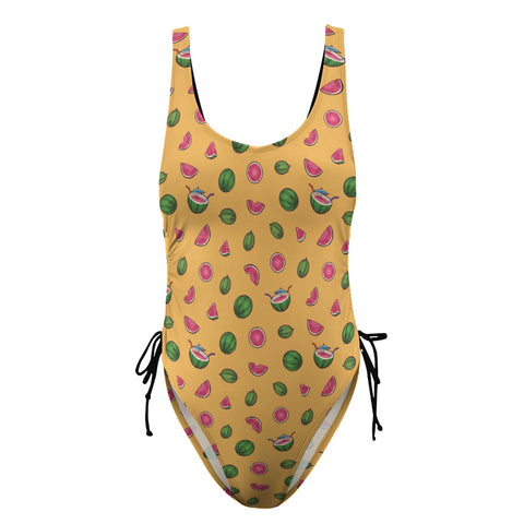 Watermelon-Womens-One-Piece-Swimsuit-Gold-Product-Front-View