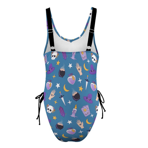 Witch-Core-Women's-One-Piece-Swimsuit-Sky-Blue-Product-Back-View