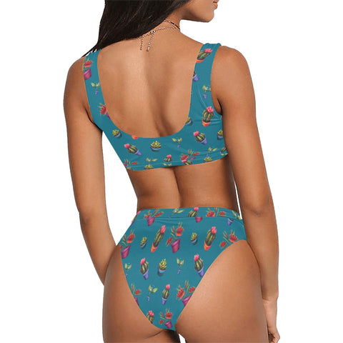 House-Plant-Womens-Bikini-Set-Teal-Model-Back-View