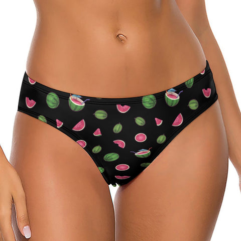 Watermelon-Womens-Thong-Black-Model-Front-View