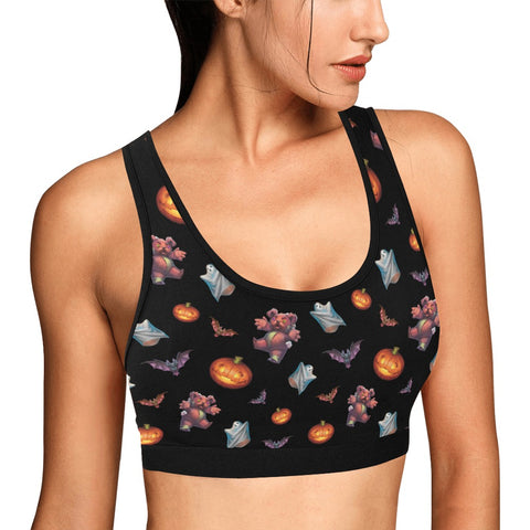 Halloween-Womens-Bralette-Black-Model-Side-View