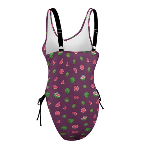 Watermelon-Womens-One-Piece-Swimsuit-Plum-Product-Side-View