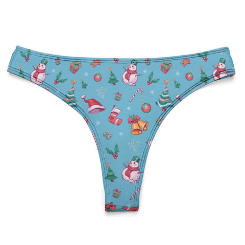 Christmas-Women's-Thong-Sky-Blue-Product-Front-View