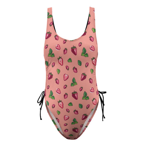 Strawberry-Womens-One-Piece-Swimsuit-Coral-Product-Front-View