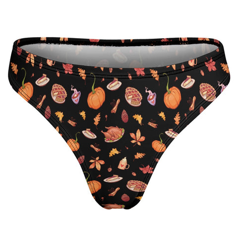 Thanks-Giving-Women's-Thong-Black-Product-Back-View