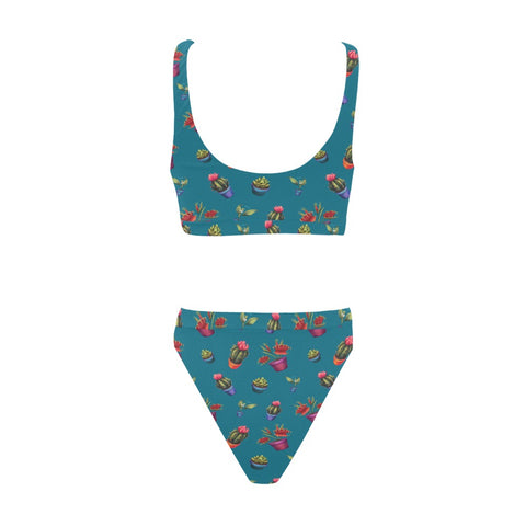 House-Plant-Womens-Bikini-Set-Teal-Back-View