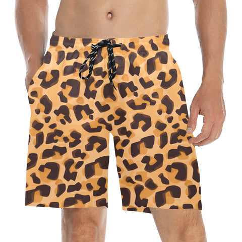 Animal-Print-Mens-Swim-Trunks-Leopard-Model-Front-View