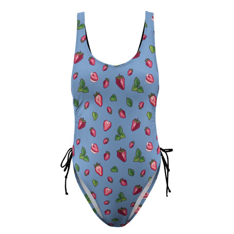 Strawberry-Womens-One-Piece-Swimsuit-Cornflower-Blue-Product-Front-View