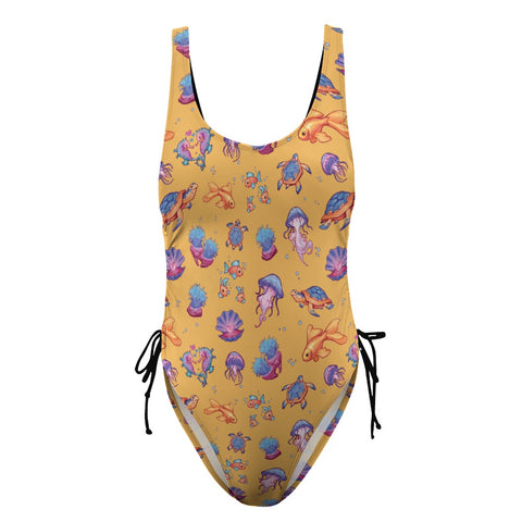 Sea-Life-Womens-One-Piece-Swimsuit-Gold-Product-Front-View