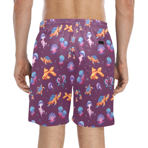 Sea-Life-Mens-Swim-Trunks-Plum-Model-Back-View