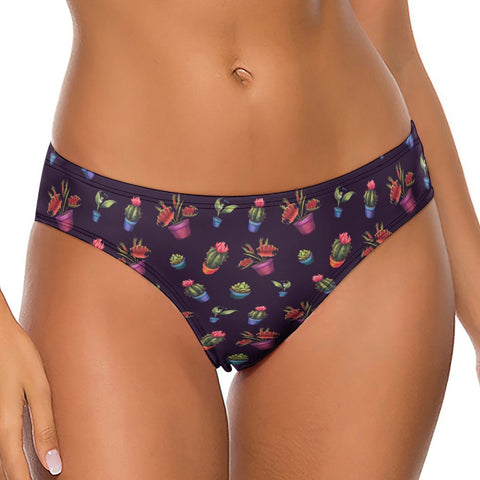 House-Plant-Womens-Thong-Dark-Purple-Model-Front-View