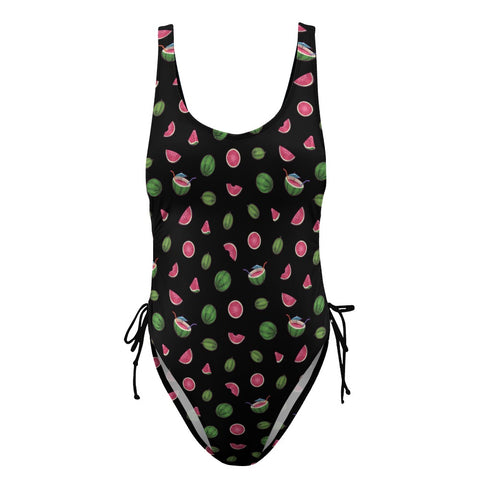 Watermelon-Womens-One-Piece-Swimsuit-Black-Product-Front-View