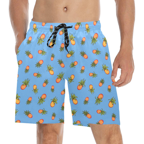 Pineapple-Mens-Swim-Trunks-Sky-Blue-Model-Front-View