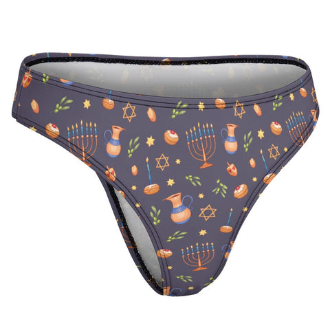 Hanukkah-Women's-Thong-Charcoal-Product-Side-View