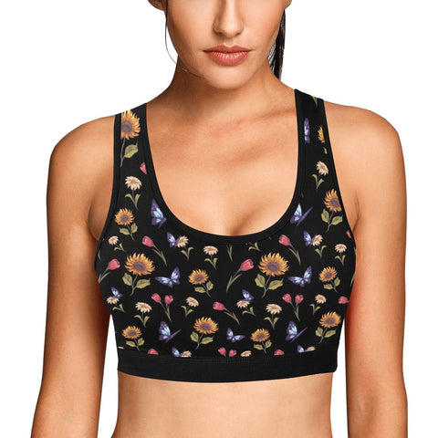 Summer-Garden-Womens-Bralette-Black-Model-Front-View