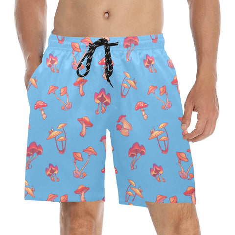 Mushroom-Mens-Swim-Trunks-Sky-Blue-Model-Front-View